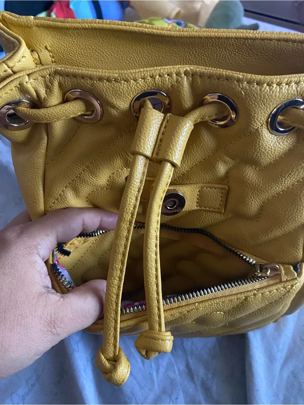 Betsey Johnson Yellow Faux-Leather Bow Accent Mini Backpack